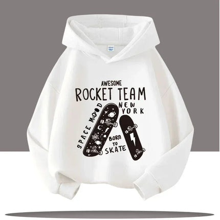 Autumn Winter Skateboard Cool Print Children's Hoodie Warm Pullover Girl Casual Top Kid Casual Clothes Boy Sportswear Sweatshirt