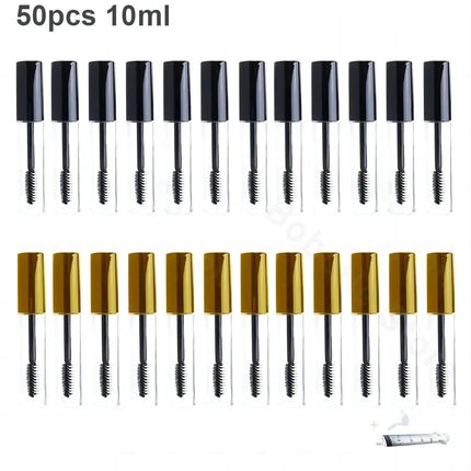 50pcs 10ml Empty Mascara Tube with Eyelash Wand Eyelash Cream Container Bottle with Funnels Transfer Pipettes Refillable Bottle