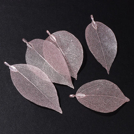 5pcs/set 40-60mm Electroplated Leaf Pendants Mixed Gold Color Natural Leaves Charms For DIY Necklace Earrings Jewelry Accessorie
