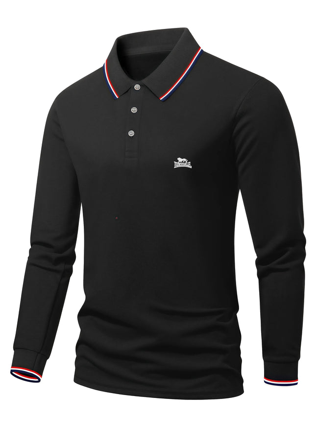 Men's long sleeved polo shirt with spring and autumn embroidery casual polo shirt