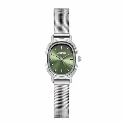 Small Oval Dial Green Watch Simple Stainless Steel Ladies Wristwatches Brand Women Luxury Gift Quartz Watch Dropshipping