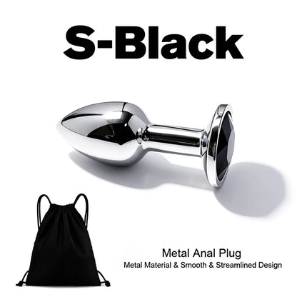5 Size Black butt plug Metal anal plug Jewelry base beginner to expert G-point massage dildos adult women toys adult men toys