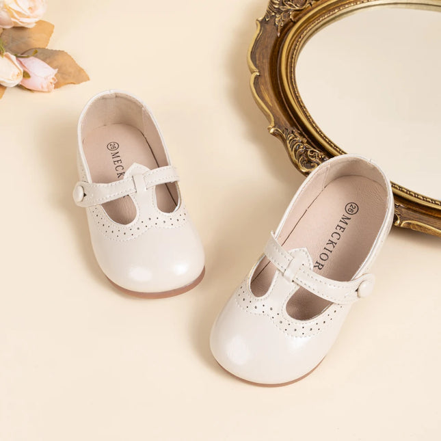 Toddler Little Kid Girls Mary Jane Flats Comfortable Perforated Leather Strap Casual Dress Shoes Versatile Party School Shoes