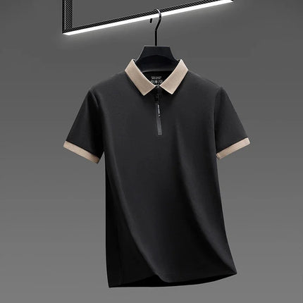 2026 New Men's Quarter Zip Polo Shirt Cool Breathable Fabric Short Sleeve Top For Office And Daily Activities