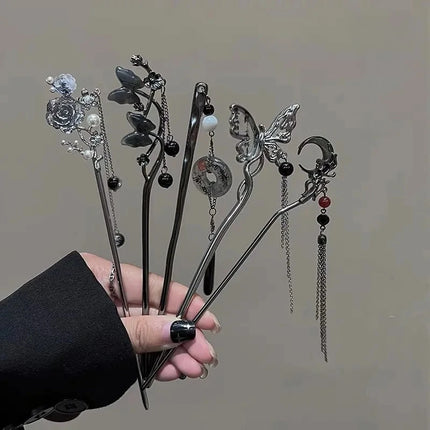 Ancient Chinese Style Elegant Butterfly Tassel Hair Stick for Women Girls Classical Hairpin Chinese Hair Accessories Jewelry