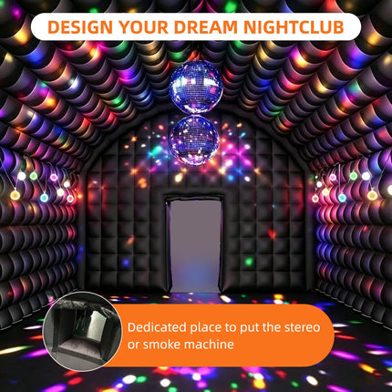 VANCEN 15FT Large Party Dec Blow Up Inflatable Night Club Party House Black Inflatable Cube Tent Large Nightclub Portable Disco Pavilion for Event