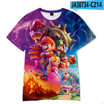Super Mario Boys Girls Clothes Princess Peach Luigi T-shirt Cool Comfortable Sweat Absorption Short-sleeved Top Baby Show Gifts