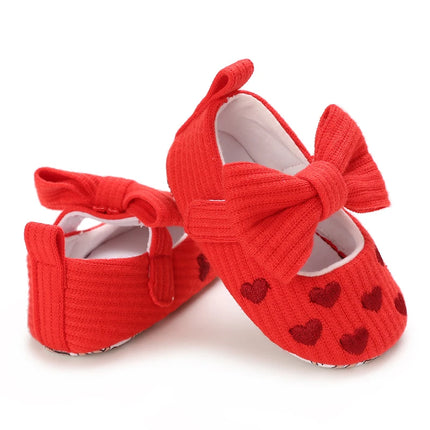 Spring and Autumn Embroidered Peach Heart Step Bow-knot Baby Shoes 0-1 Year Old Hand held Male and Female Baby Soft Bottom