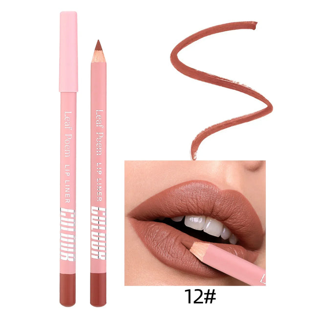 Lipstick Lipliner Pen Set Matte Velvet Lip Liner Pencil Contour Makeup Sexy Red Lip Stick Long Lasting Cosmetics
