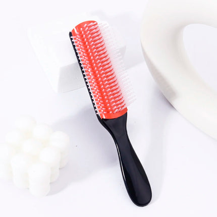 1pc 9-row nylon massage curling brush, hair salon straight hair curling comb, nylon bristles Special for real hair wigs