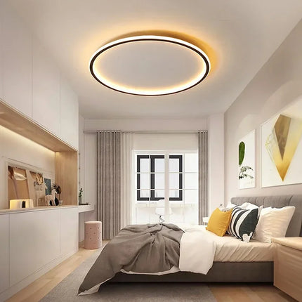 LED Modern Ultra-Thin Ceiling Light, Living Room, Bedroom, Balcony, Gold Black Circular Ceiling Light, Home Decoration Lighting