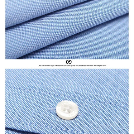 New Men's Oxford Spinning Short Sleeve Solid Color Tooling Business Casual White Shirt Slim Fit Trend Long Sleeve Casual Shirts
