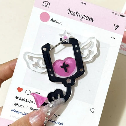 Cute Wings Shape Carabiner Keychain Portable Acrylic Keyring Hook Multifunctional Backpack Pendant Keychain Ornament