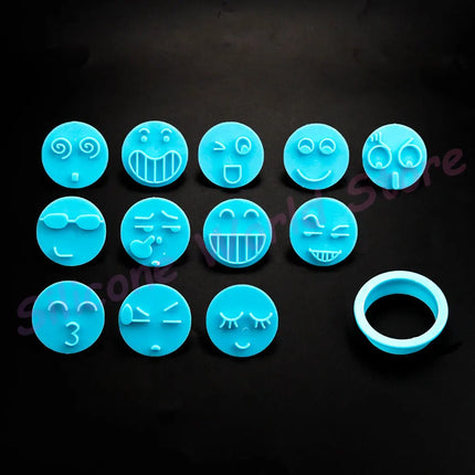 Silicone World 13PCS Set Baking Tools Smiling Face Cookie Molds Plastic Expression Embossing Mold DIY Flipping Sugar Cake Mold