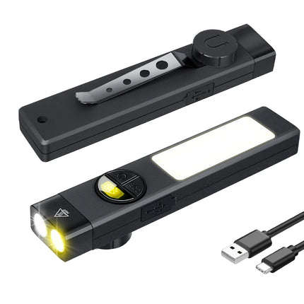 EDC Tactical Flashlight,1100Lm Rechargeable Led Flat Flashlight w/Clip & Digital Display,Pocket Flashlight For Camping Emergency