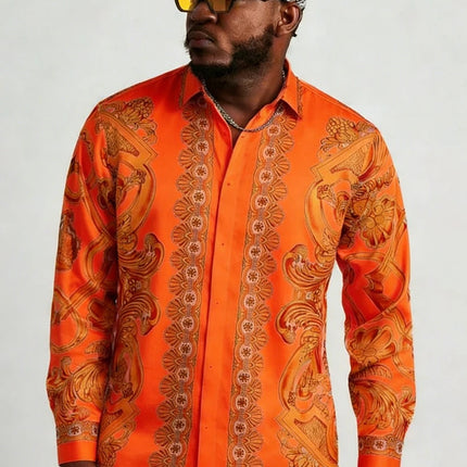 Men's Plus Size XS-6XL Long Sleeve Collar Shirt Colorful Baroque Pattern 3D Printed Shirt Hawaiian Vacation Social Mens Clothing