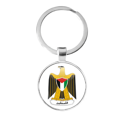 Personalized Art Patterns  Palestine Nation Flag Emblem 25mm Glass Cabohcon Keychain Key Rings for Women Men Jewelry Gift