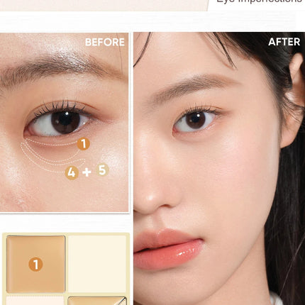 Judydoll 5-Color Concealer Palette, Salmon Tone for Dark Circles & Spots, Brightening & Perfecting Face, Smooth Coverage