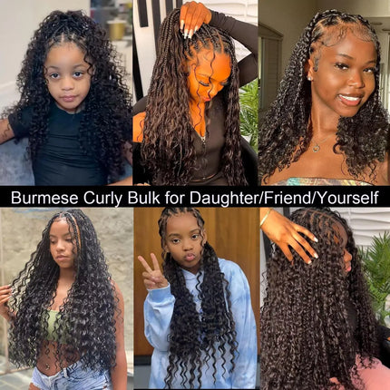 15A Human Braiding Hair for Boho Braids Burmese Curly Spiral Curly Ends Bulk 28 30 Inch 1 3 4 Bundles No Weft Hair Extensions