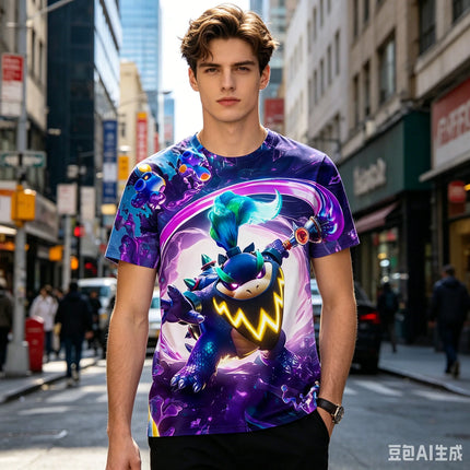 Bandai Marios and Luigi 2026 Summer Cartoon 3D Printing Comfortable Versatile Brothers Parent-child Breathable Quick kids Tshirt