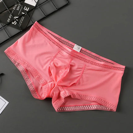 Hot Selling Ice Silk Men Underwear Seamless Transparent Boxer Shorts Ultra-thin Breathable Comfortable Panties Underpants