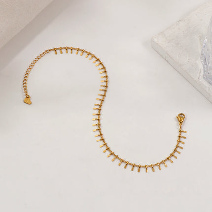 Minimalist Stylish 18K Real Gold Plated Tassel Anklet For Women Gift 304 Stainless Steel Handmade Link Chain Jewelry 23cm long