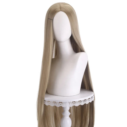 Long Straight Cosplay Wig Centre Parting Central Split Blond Pink Red Purple Heat Resistant Synthetic Hair Wigs