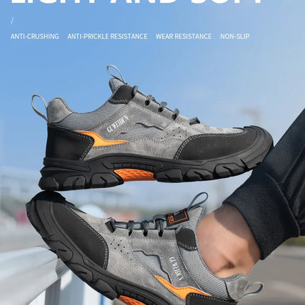 Men Safety Work Shoes Plastic Toe Safety Boots Fashion Lightweight Comfort Working Sneakers Anti-puncture Indestructible Shoes