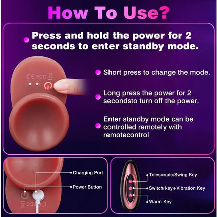 Adult Supplies Double Head Tongue Licking Vibration Remote Control Massager Adult Sex Toys Women Vibrator for Orgasm Stimulator