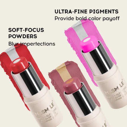 MLSMILE 7 color Shimmer Sandwich Blush Stick Natural Long-lasting Brightening Easy Color Highlighter Stick Two-Color Blush Cream