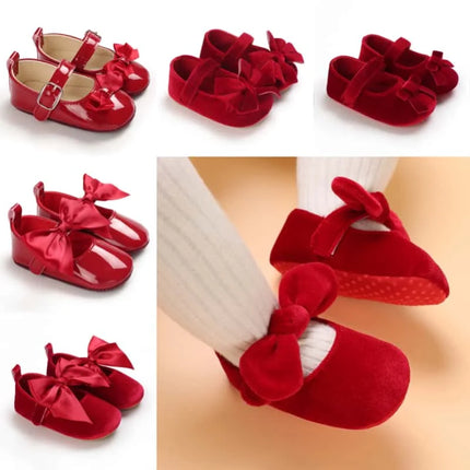 Fashionable Red Baby Shoes for Newborn Girls Cloth Bottom Elegant Noble Casual First Walking Shoes