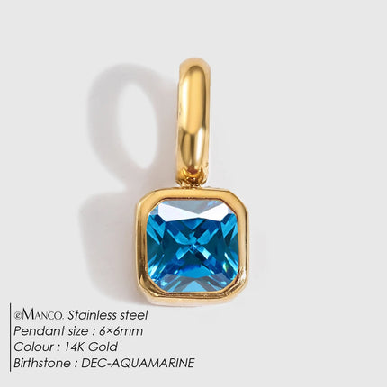 eManco 14K Gold Plated Octagon Metal Charms Stainless Steel Birthstone Pendant  for DIY Necklace Bracelet Jewelry