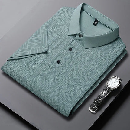 2026 Men's New Printed Business Casual Short sleeved POLO Shirt Fashion Short sleeved Comfortable and Breathable Top