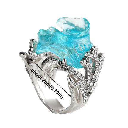 1/3PCS Ocean's Oath Wave Decorative Ring Necklace Earrings Jewelry Set For Women Gift Fashion Sky Blue Decoration Jewelry Gift