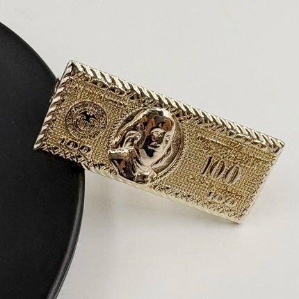 100 Dollar Bill Design 2 Finger Ring Heavy Rough Hip Hop Style 14K Gold Plated Big Size Men's Party Gift US Dollar Theme
