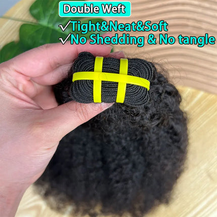 4C Afro Kinky Curly Raw Virgin 100% Human Hair Bundles Double Weft #1B Natural Black Soft Human Hair Weave Bundle Hair 1/3/4PCS