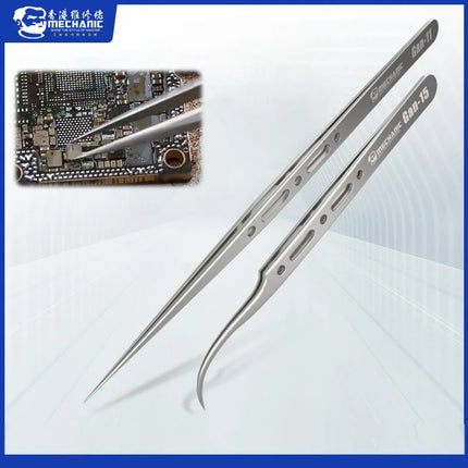 MECHANIC Extra Hard Anti-Magnetic Tweezer Stainless Steel Bent Pointed for Phone PCB Motherboard Soldering Repair Tweezers Tool