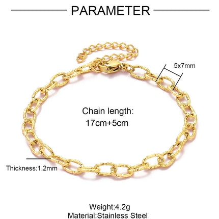 5pcs/Lot 17-22cm Stainless Steel Paperclip Cross Link Chain Bracelet Women Handmade DIY Charm Fashion Jewelry Making