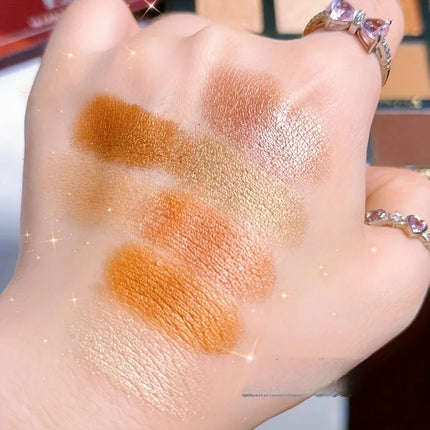 Golden Sunshine 16-Color Eyeshadow Blush & Highlighter Set - Pure Innocent Earth Tone Makeup Palette for Natural Look