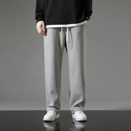 Autumn Men Sweatpants Korean Fashion Sportswear Drawstring Wide Leg Neutral Straight Track Pants Cotton Loose Casual Trousers