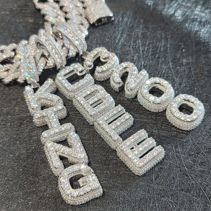 Custom Name Vertical Necklace Pendant Fashion Cube Double Layer Word Jewelry Personalized Iced Out Letter Number Chain For Men