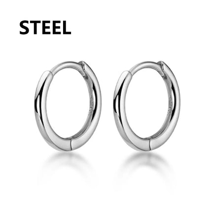 1 pair Women/Man Stainless Steel Small Hoops Earring Piercing Ear Cartilage Tragus Simple Thin Circle Anti-allergic Ear Buckle