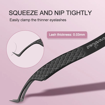 SAKURAHANA Professional Eyelash Tweezers Black Fiber Tip For Lash Extensions Mega Volume Mink Lashes Tool Makeup Artist Kit