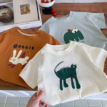 2025 New Summer Clothing Printed Cartoon Fashion Short Sleeve Tops Tees Children's Wear Casual T-shirt Crewneck Kids T Shirts
