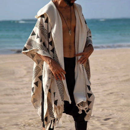 Vacation Seaside Beach Casual Loose Mens Robes Summer Outdoor Leisure Breathable Sunproof Cloaks Men Ethnic Printed Cardigans