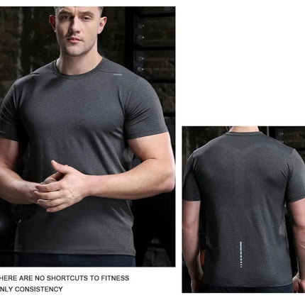 Men's Summer Loose Breathable Short Sleeve Outdoor Cycling Quick Dry Top Running Tracksuits Fitness T-shirts Muscle Tights