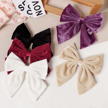 Autumn Winter Hot Sell Velvet 5inch Bow Hair Clip For Girl Teen Ponytail Decor Fashion Barrettes Kid Party Wear Hair Accessory