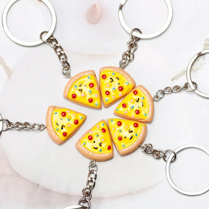 Cute Pizza Childhood Friendship Chain for Women Triangle Food Charms Necklace Best Friends Keychain BFF Jewelry Birthday Gifts