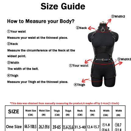 Women Fashion Sexy Harness Waist Belt Set PU Leather Harness Waist Erotic Body Leg Garter Belt Goth Clothing Accessoly