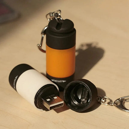 USB Rechargeable Camping Mini Flashlight Strong Light Pocket Keychain Flashlight Waterproof Outdoor Hiking LED Multifunctional